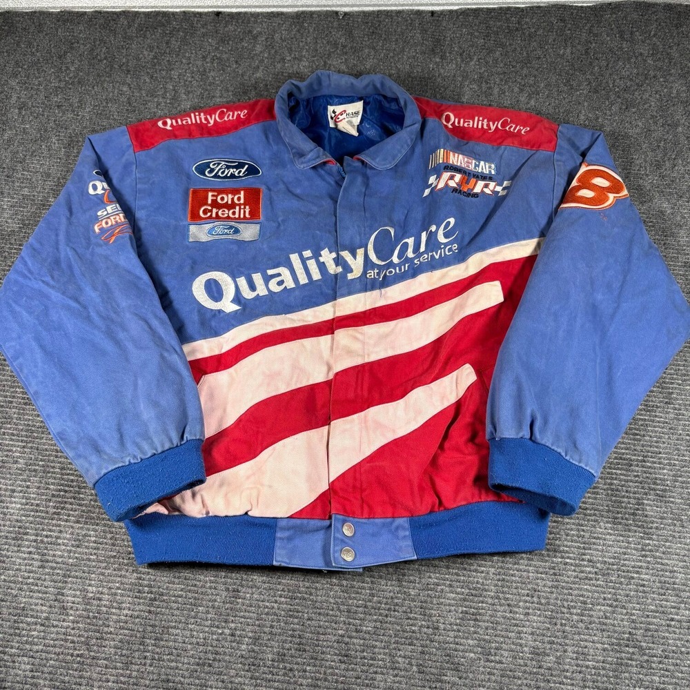 Vtg Chase Authentics NASCAR Racing Jacket Mens XL Blue Ford Dale Jarrett Good